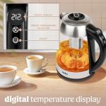 NELO Electric Kettle with Removable Tea Infuser, 7 Temperature Presets, Digital Display, LED Indicator Lights, Glass Tea Kettle & Hot Water Boiler, 360° Base, BPA-Free, Stainless Steel, 1.7 Liters