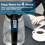 1500W Electric Kettle with Temperature Control - 6-Temp Presets for Tea/Coffee/Formula, Double Wall Cool-Touch, 4H Keep Warm, 1.7L Borosilicate Glass & BPA-Free, Fast Boil for Home/Office