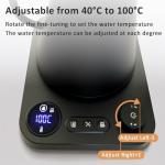 Smart Digital Electric Kettle with Variable Temperature Control, Stainless Steel Inner, 1200W Quick Heating Gooseneck Electric Kettles, Stylish Matte Finish for Coffee & Hot Beverages, 0.9L (Black)