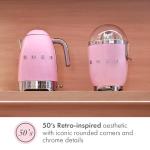 SMEG 7-Cup Variable Temperature Electric Kettle - Retro Style Aesthetic with Advanced Technology - Stainless Steel, 1400W, 120V, 360° Swivel Base, Keep Warm Function (Pink)