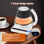 Ultrathin Food Grade Silicone Travel Foldable Electric Kettle Variable Temperature Control with Dual Voltage, Auto Shutoff & Boil Dry Protection & Keep Warm, 555ML 110-220V US Plug (Black)