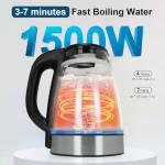 1500W Electric Kettle with Temperature Control - 6-Temp Presets for Tea/Coffee/Formula, Double Wall Cool-Touch, 4H Keep Warm, 1.7L Borosilicate Glass & BPA-Free, Fast Boil for Home/Office