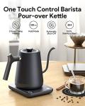 Gooseneck Electric Tea Kettle Pour-Over Kettle for Coffee, with 5 Variable Presets, 100% Stainless Steel Inner, with Keep Warm and Mute Function 0.8L, 1000W Quick Heating, Matte Black