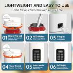 Kingbull Travel Electric Multifunction Kettle Portable 500 ml,304 Stainless Steel,LED Display Screen,Temperature Adjustable,BPA Free, Child Lock, Auto Shut off