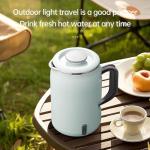 0.6l Electric Travel Kettle with 400w, 304 Stainless Steel Bpa-Free, Compact for Camping/Office/On The Go, Double Insulation, Folding Handle, Multifunction As Kettle, Saucepan, Drinking Cup