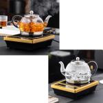 Induction Cooker Special Teapot With Cool Handle, Heat Resistant Borosilicate Glass Teapot With Stainless Steel Inner Filter, Tea Kettle Stovetop Glass Flower - 800ml