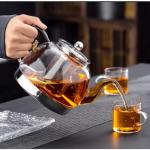 Induction Cooker Special Teapot With Cool Handle, Heat Resistant Borosilicate Glass Teapot With Stainless Steel Inner Filter, Tea Kettle Stovetop Glass Flower - 800ml