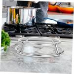 FUNOMOCYA Pot Holder Pan Stand Pot Kettle Rack Holder Serving Stand Wok Stand Pan Skillet Rack Tripod Stand Camping Wok Holder Desk Stainless Steel Multifunction