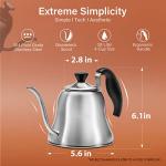 Coffee Kettle for Stove Top Premium Gooseneck Kettle, Pour Over Coffee Tea Pot, Stovetop Teapot, Hot Water Heater for Camping, Home & Kitchen, Stainless Steel - Small 28oz, Brushed