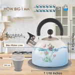 ARC Stainless Steel Whistling Tea Kettle, Magic Color Changing Design 2-Quart Stovetop Kettle Whistle White Teapot with Folding Cup & Trivet Mat