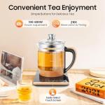 1.8L Glass Electric Kettles Stainless Steel Pot Tea Kettle Household Multifunction with One Touch Temperature Control,Food Grade Stainless Steel Pot Tea Kettle Milk boiling W/18 Cooking Options
