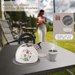 ARC Stainless Steel Whistling Tea Kettle, Magic Color Changing Design 2-Quart Stovetop Kettle Whistle White Teapot with Folding Cup & Trivet Mat