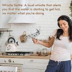 ARC Stainless Steel Whistling Tea Kettle, Magic Color Changing Design 2-Quart Stovetop Kettle Whistle White Teapot with Folding Cup & Trivet Mat