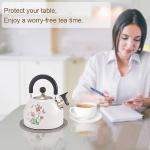 ARC Stainless Steel Whistling Tea Kettle, Magic Color Changing Design 2-Quart Stovetop Kettle Whistle White Teapot with Folding Cup & Trivet Mat