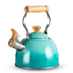 ROCKURWOK Tea Kettle, Tea Pot with Cool Touch Ergonomic Handle, Teapot Food Grade Stainless Steel, Tea Kettle Stovetop, Kettle Teapot, Whistling Tea Kettle, Small Tea Kettle, 1.6 Quart (Green)