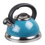 3.0 QT Stainless Steel Whistling Tea Kettle – Quick Boil Encapsulated Base, Cool-Touch Handle, Loud Whistle, Stovetop Safe – Aqua Blue