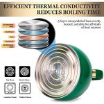 SUSTEAS Stove Top Whistling Tea Kettle - Food Grade Stainless Steel Teakettle Teapot with Cool Touch Ergonomic Handle, With 1 Silicone Pinch Mitt Included, 2.64 Quart (Green)