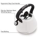 Farberware Lovely Lady Stovetop Tea Kettle, Whistling Teapot, Porcelain Enamel on Carbon Steel, BPA-Free, Rust-Proof, Cool Handle, 2 qt, 8 Cup Capacity, Pearl