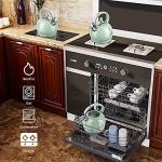 RETTBERG Tea Kettles Stovetop, 2.64 Quart Induction Whistling Tea Kettles Food Grade Stainless Steel Teapots with Cool Touch Handle Mint Green