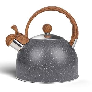 Awvlvwa WhistlingTea Kettle for Stovetop, 2.6 Quart Stainless Steel Water Teapot Boilers for Stovetops, Induction Stone Kettle with Loud Whistle - Perfect for Preparing Hot Water, Coffee,Milk (Grey)
