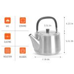 Dr.HOWS Deluxe Stainless Steel Tea Kettle Stovetop 3.5L, Tea Pot Food Grade Stainless Steel & Folding Silicon Handle, Easy to Clean Suitable for All Heat Sources