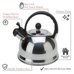 Kitchen Details Stainless Steel Whistling Tea Kettle | Stovetop | 10 Cup | 2.6 Quart | Chrome