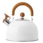 Whistling Tea Kettle, Stainless Steel Whistling Tea Kettle Stovetop Teapot for Stove Top with Ergonomic Handle Kettle for Boiling Water Coffee or Milk 2.5L White