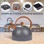 Awvlvwa WhistlingTea Kettle for Stovetop, 2.6 Quart Stainless Steel Water Teapot Boilers for Stovetops, Induction Stone Kettle with Loud Whistle - Perfect for Preparing Hot Water, Coffee,Milk (Grey)