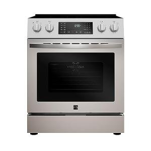 Kenmore Front Control Electric Range Oven with 5 Cooktop Elements with 7 Cooking Power Options, True Convection, Steam and Self Clean, Freestanding Oven, 4.8 cu. ft. Capacity Stainless Steel