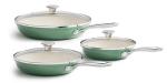 Redchef Nonstick 6-Piece Fry Pan Set, 8, 9.5, and 11 Inch Frying Pans with Tempered Glass Lids, Stay-Cool Handles, Dishwasher & Oven Safe, Induction Safe, Compatible with All Cooktops, Green