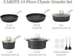 CAROTE 14Pcs Pots and Pans Set Non Stick, Cookware Sets Induction Cookware Granite Cooking Set with Frying Pans, Saucepans, Saute Pan, Extra Large Casserole