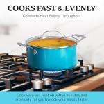 Gotham Steel Aqua Blue Pots and Pans Set, 12 Piece Nonstick Ceramic Cookware, Includes Frying Pans, Stockpots & Saucepans, Stay Cool Handles, Oven & Dishwasher Safe, 100% PFOA Free, Turquoise