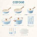 CAROTE 24pcs Ceramic Cookware Set, Pots and Pans Non Stick Kitchen Cookware Sets, Pots and Pans Set Cooking Set with Knife Set & Oven Mitts