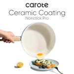 CAROTE 24pcs Ceramic Cookware Set, Pots and Pans Non Stick Kitchen Cookware Sets, Pots and Pans Set Cooking Set with Knife Set & Oven Mitts
