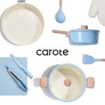 CAROTE 24pcs Ceramic Cookware Set, Pots and Pans Non Stick Kitchen Cookware Sets, Pots and Pans Set Cooking Set with Knife Set & Oven Mitts