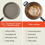 bella 7 Piece Cookware Set with EverGood™ Ceramic Nonstick Coating​, Dishwasher Safe Oven Safe, All Stovetops Compatible, Glass Lids with Silicone Rims, Cool Touch Handles, Oatmilk