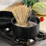 Country Kitchen Cookware Set with Removable Handle, Oven & RV Safe Pots and Pans Set, Black, Original