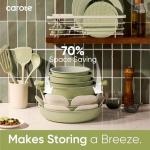 CAROTE 27pcs Ceramic Cookware Set Nonstick, Pots and Pans Set Non stick, Non Toxic Cookware, Dishwasher/Oven Safe, RV/Camping Cookware Set, Pan and Pot with Kitchen Utensils, Green