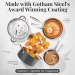 Gotham Steel 12 Pc Ceramic Pots and Pans Set Non Stick, Kitchen Cookware Sets, Pot and Pan Set, Ceramic Cookware Set, Non Toxic Cookware Set, Non Stick Pots and Pan Set, Oven Dishwasher Safe - Copper
