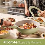 CAROTE 27pcs Ceramic Cookware Set Nonstick, Pots and Pans Set Non stick, Non Toxic Cookware, Dishwasher/Oven Safe, RV/Camping Cookware Set, Pan and Pot with Kitchen Utensils, Green