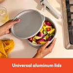 bella 8 Piece Cookware Set, Fits-anywhere™ Kitchenware w EverGood™ Ceramic Nonstick Coating​, Removable Handles, Dishwasher & Oven Safe, All Stovetops Compatible, Glass Lids w Silicone Rims, Oatmilk