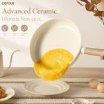 CAROTE 14pcs Ceramic Cookware Set, Pots and Pans Set Non Stick, Nonstick Cookware Set, Dishwasher Safe Non-toxic Healthy Nonstick Cooking Set, with Frying Pans Set, Cream