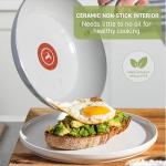 T-Fal Refresh Ceramic Nonstick Cookware Set, 12-Piece, Made without PFOA and PTFE, Oven and Broiler Safe up to 350°F, Includes Stockpot, Griddle, Frying Pans, and Utensils, Pots and Pans, Moon Grey