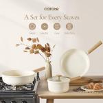 CAROTE 14pcs Ceramic Cookware Set, Pots and Pans Set Non Stick, Nonstick Cookware Set, Dishwasher Safe Non-toxic Healthy Nonstick Cooking Set, with Frying Pans Set, Cream
