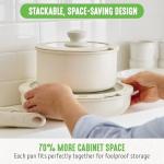 GreenLife 10 Piece Nonstick Pots & Pans Set, Detachable Handle & Stackable Cookware Set, Non Toxic PFAS-Free Skillets, Induction Kitchen Pans, Space Saving, Serving Bowls, Oven Safe, Speckled Cream