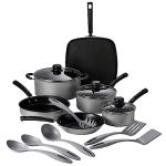 Tramontina Primaware 15-Piece Non Stick Cookware Set with Lids and Utensils, Aluminum Nonstick Pots and Pans Kitchen Set (Silver)