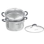 Sunhouse - 3.1 Quarts Steamer Pots With Lid 2-Tier Multipurpose Stainless Steel Steaming Pot Cookware For Vegetable, Dumpling, Sauce, Food - Triple Bottom, Measurement Line