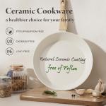 Bazova 24 Pcs Pots and Pans Set, Non Stick Ceramic Cookware Set with 3 Stockpots, Healthy Non-Toxic, Large Capacity, Induction Compatible, PFAS/PTFE/PFOA Free, Cream White