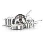 Calphalon Classic Stainless Steel Cookware Set, 10-Piece, Impact-Bonded Aluminum Base, Stay-Cool Handles