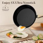 Bazova 23 Pcs Pots and Pans Set, Non Stick Ceramic Cookware Set with 3 Frying Pans, Healthy Non-Toxic, Large Capacity,Induction Compatible, PFAS/PTFE/PFOA Free, Black